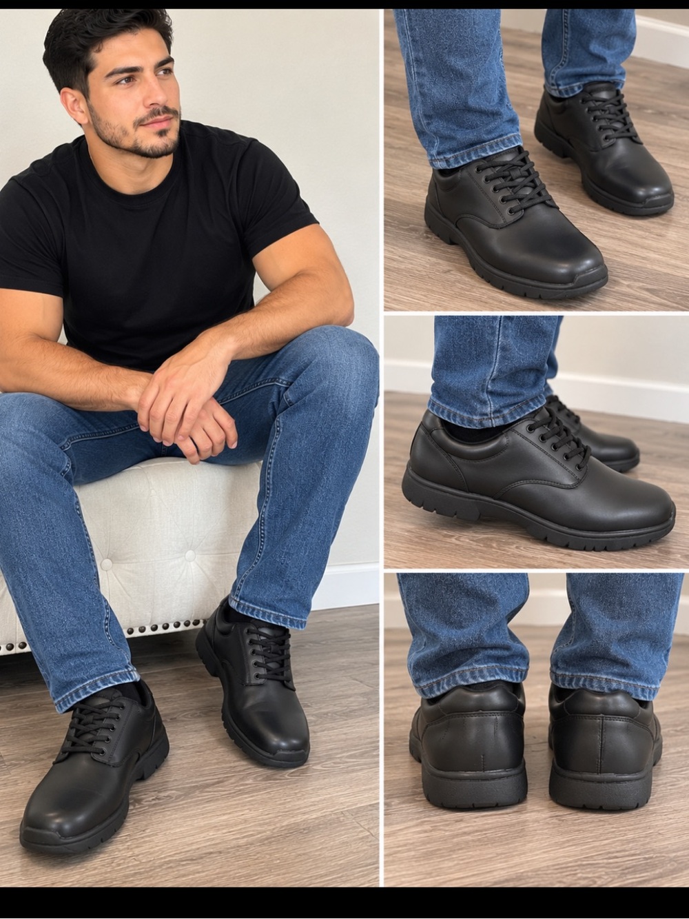 Classic Black Derby Lace-Up Shoes for Men